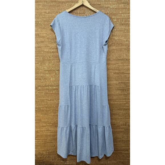 Tommy Hilfiger Tiered Midi Dress Flowy Chambray Heather Size Large - Picture 5 of 8